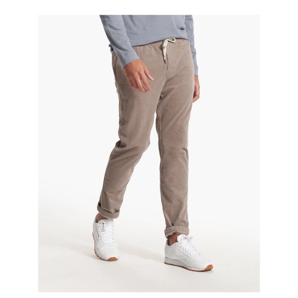 Vuori Mens Brown Optimist Corduroy Elastic Waistband Slim Fit Pant Small